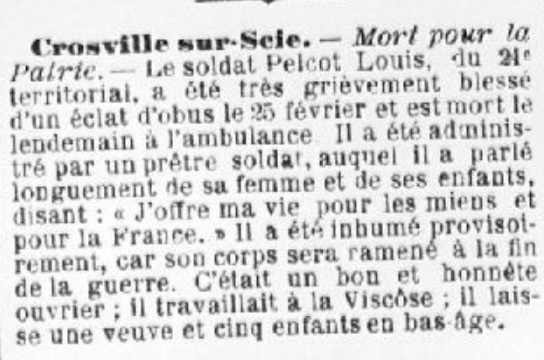 Extrait du Journal la Vigie de Dieppe