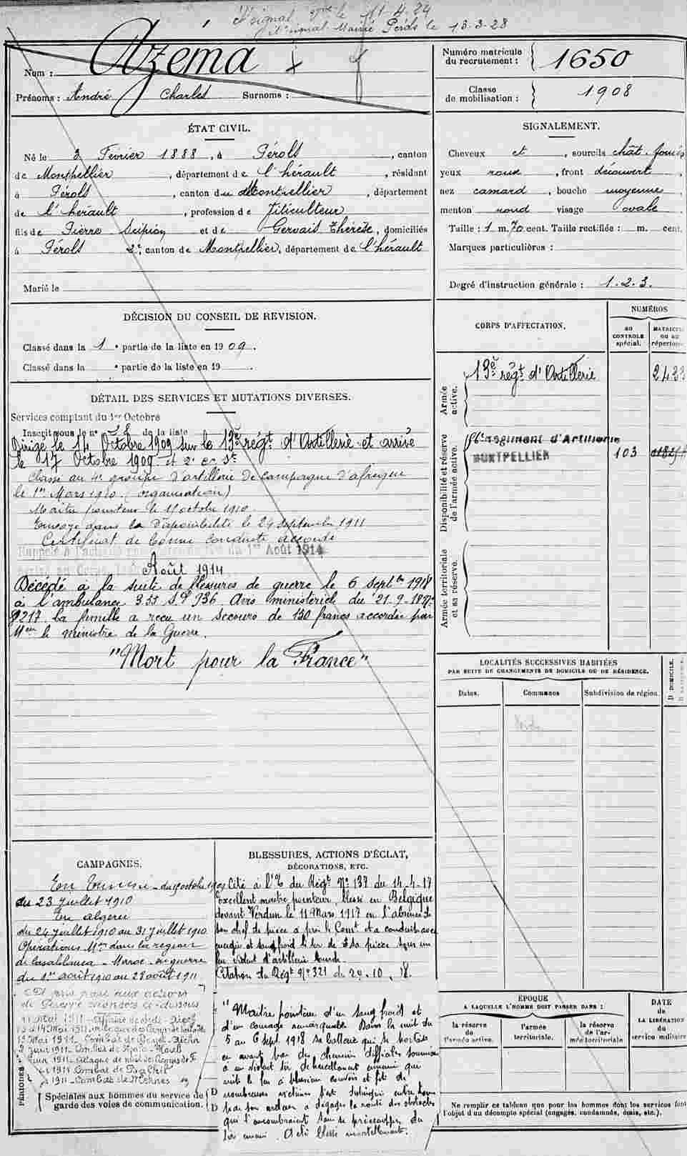 Registre matricule