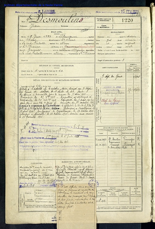 registre matricule