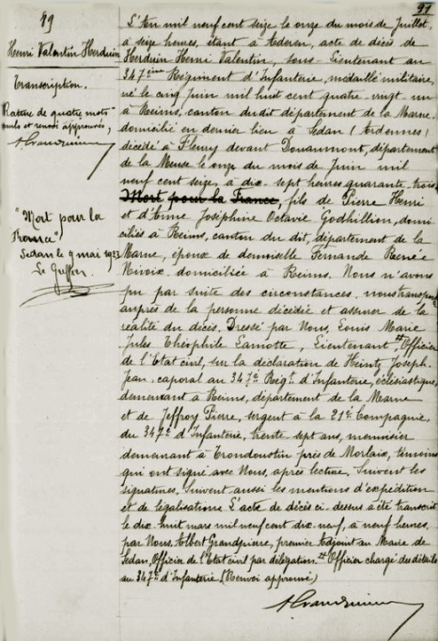 HERDUIN (H.-V.) - Acte de décès - Transcription - .JPG