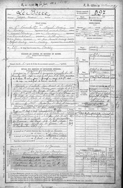 fiche matricule