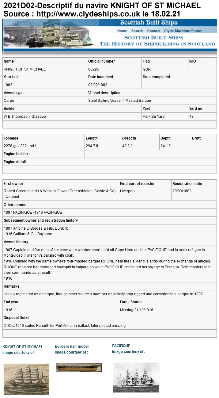 Descriptif du navire KNIGHT OF ST MICHAEL