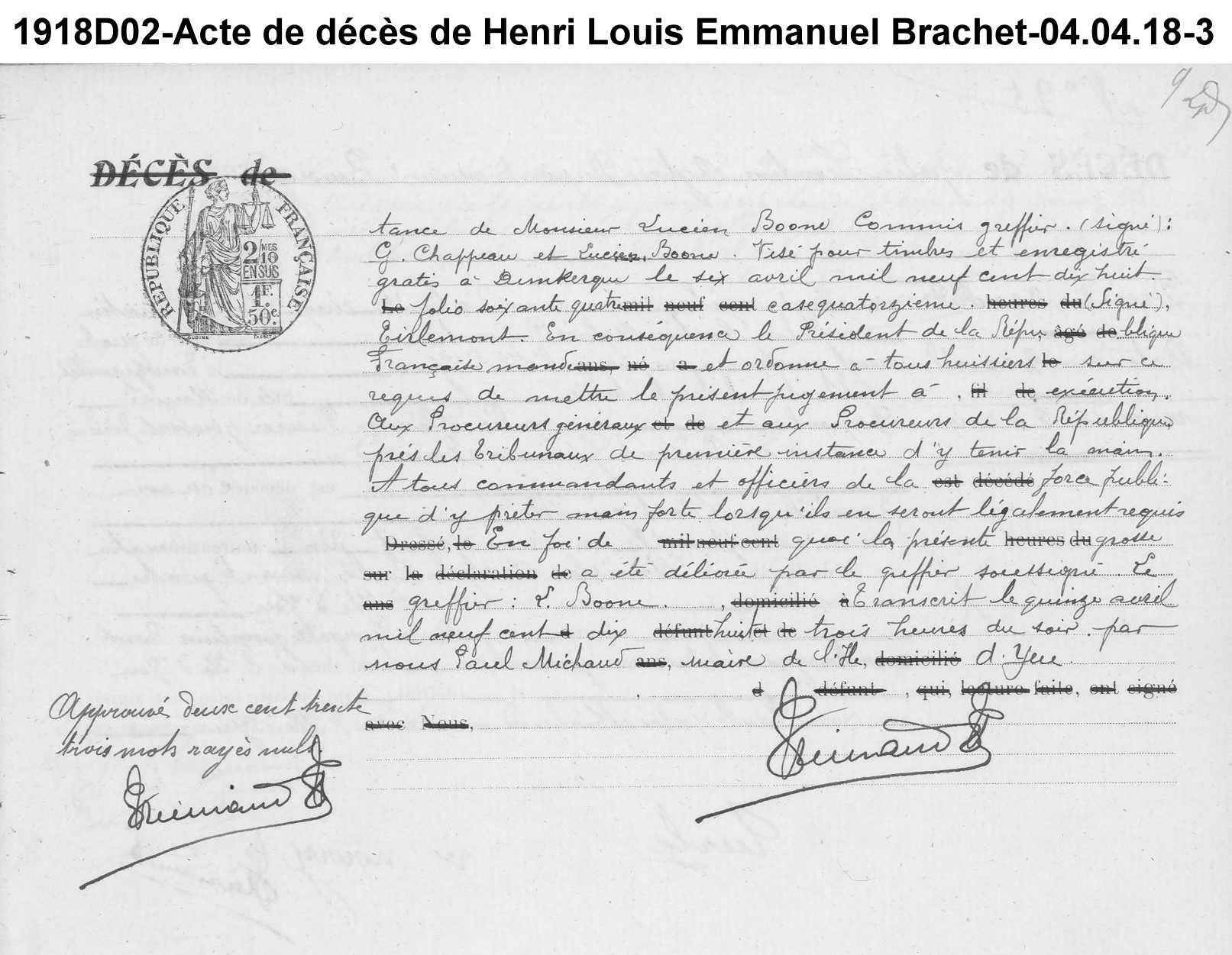 Acte de décès de Henri Louis Emmanuel Brachet, Gabriel Juste Martin et Auguste Julien Martin 3/3