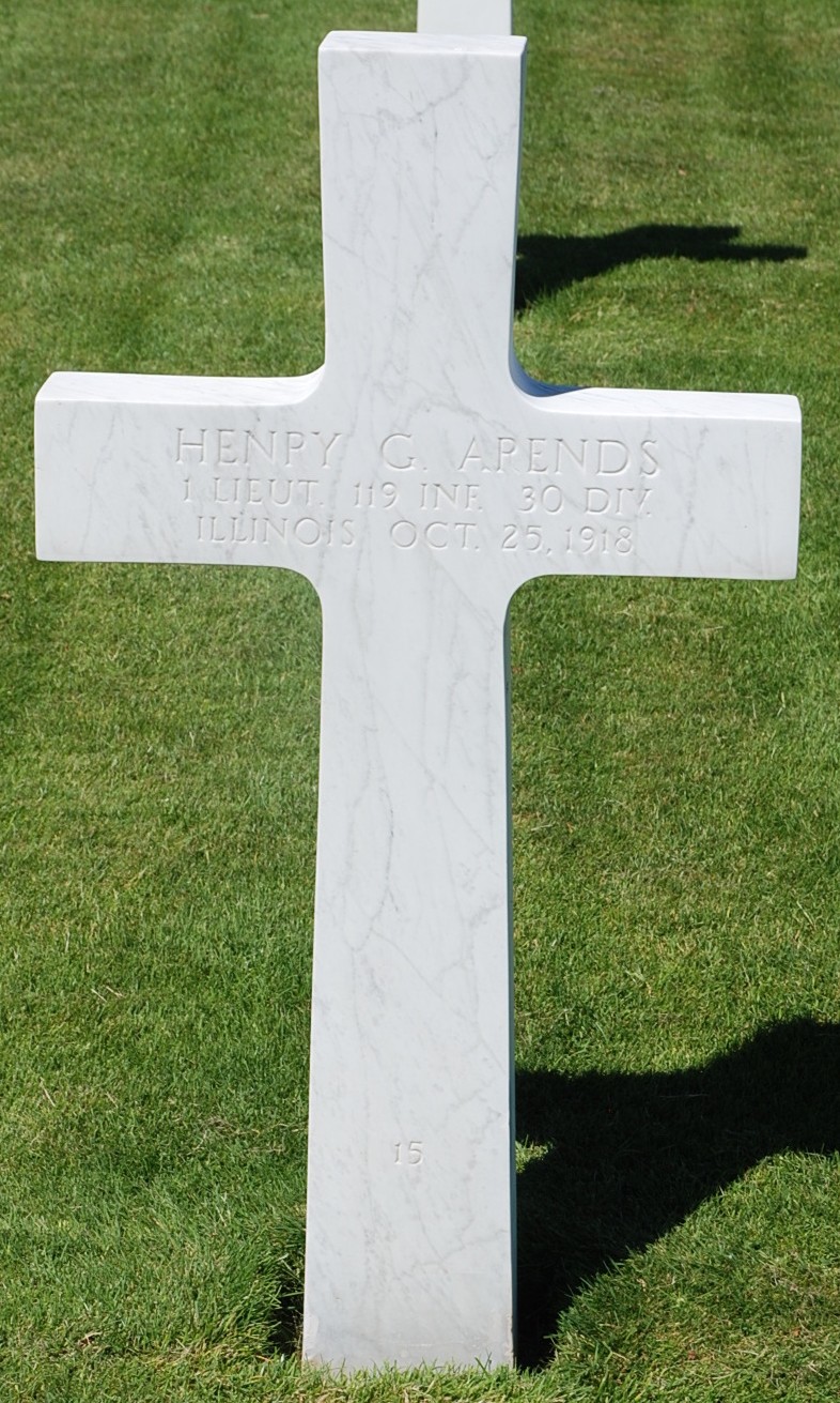 ARENDS Henry G. st Lt Co C 119th Inf 30th Div DCD 25-10-18 blessure cim 56 ROUEN croix 1 à Bony A-12-15 (5).jpg