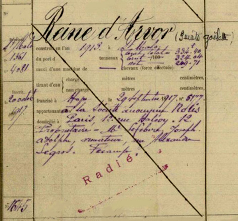 REINE-D'ARVOR - Trois-mâts goélette - Matricule - .JPG