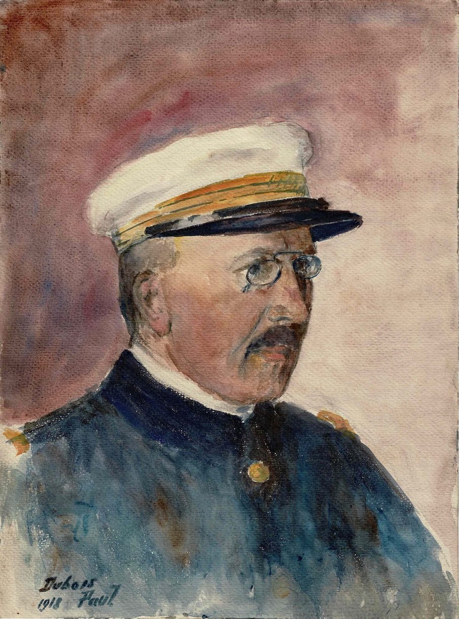 Dessin d'un officier de marine par le lycéen Paul DUBOIS le 22 octobre 1916 du Lycée de Brest en 1916.jpg
