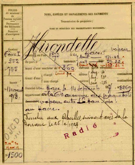 Hirondelle - Le Havre - f° 252, n° 755 - .JPG