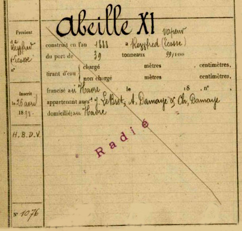 Abeille XI - Le Havre - f° 359, n° 1.076 - .JPG