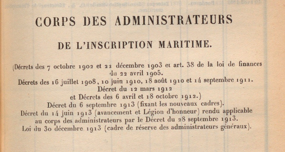 Administrateurs Inscription Maritime 1914