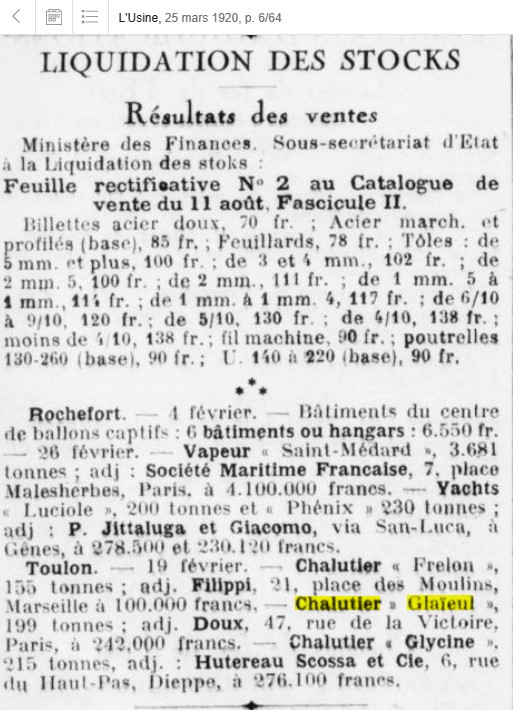 GLAÏEUL - Résultat vente