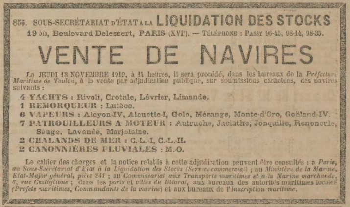 RIVOLI - Vente - 1919