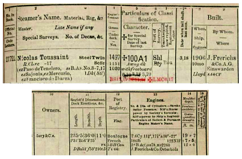 L.R.S. 1919-1920 - Steamers - Lettre N. - n° 21.722 - .JPG