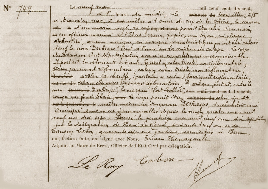 Henri Constant DESHAYES - Acte de décès - .JPG
