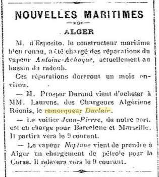 DUCLAIR remorqueur Alger