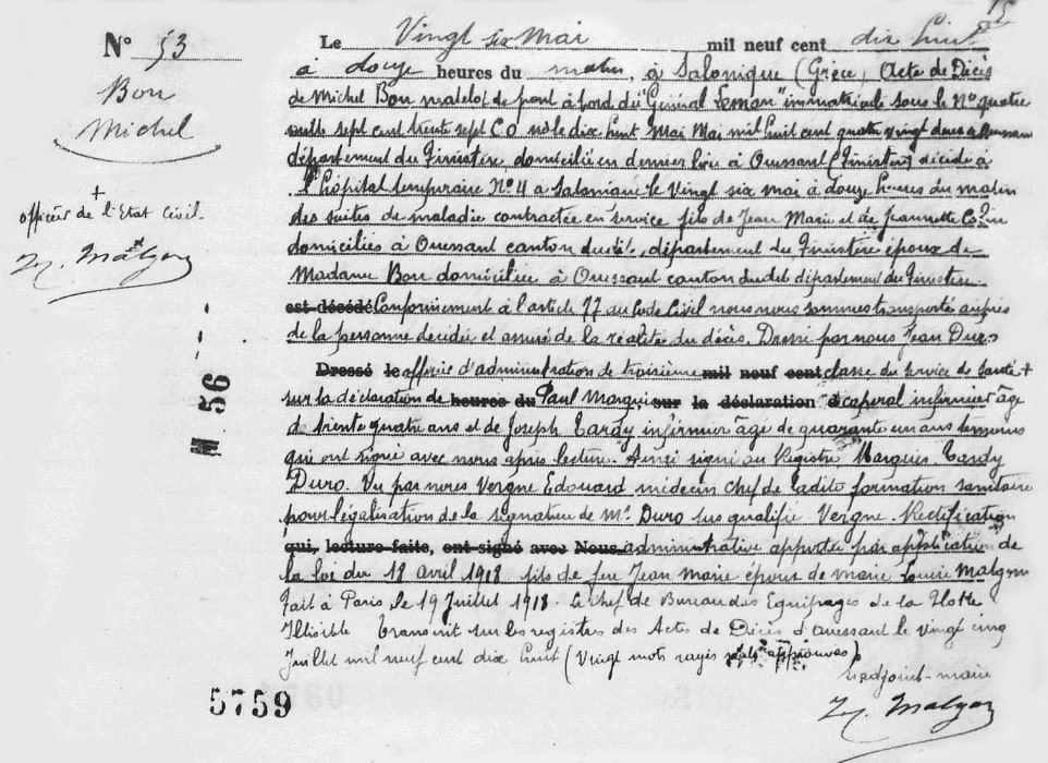 BON (M.) - Acte de décès -.JPG