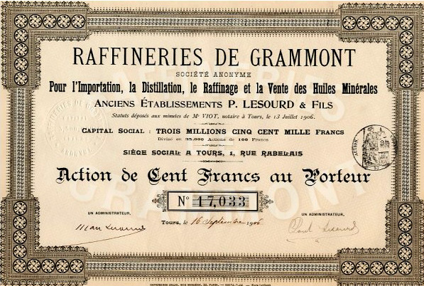 Raffineries de Grammont - Action au porteur - .jpg