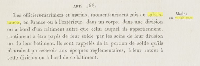 Subsistance et solde