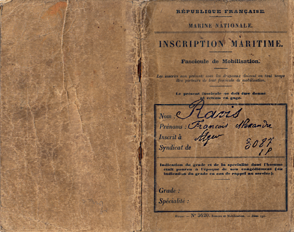 fascicule Inscript. Maritime F.A. RAVIS 1914 couv.png