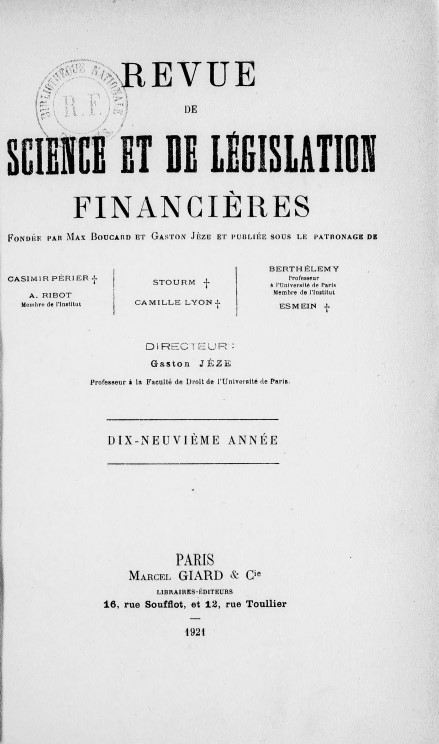 Revue de Science et de Législation financières - 1921.jpg