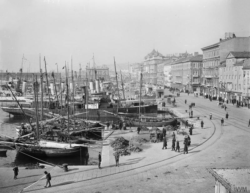 1919 GIACOMO MEDICI Giacomo Medici con altre navi al molo Stocco di Fiume nel 1919 (lokalpatrioti-rijeka.com).jpg