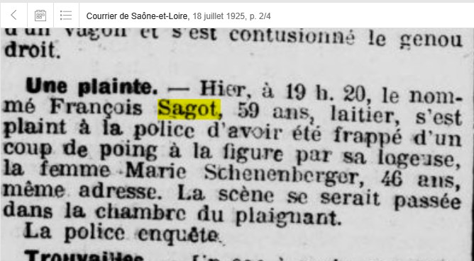 François Sagot - Chalon - Courrier de Saone et Loire 18 juillet 1925.jpg