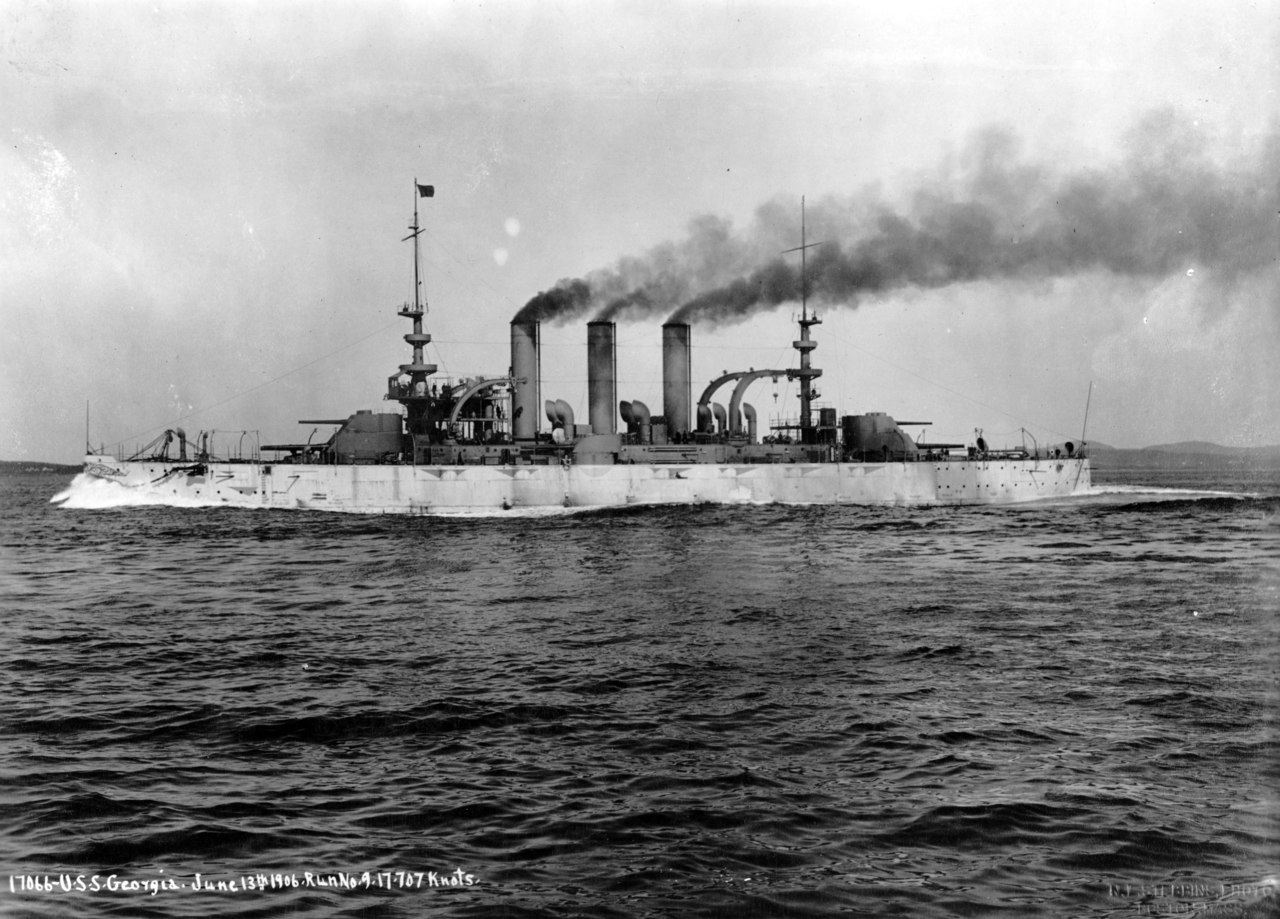 BB15 GEORGIA 1906 6 13  à ses essais USS_Georgia_on_trials.tiff.jpg