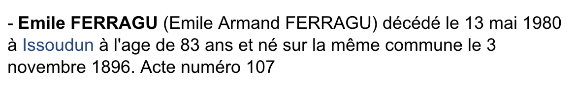 Avis de décès du mécanicien de l’avion du 23 mai 1919