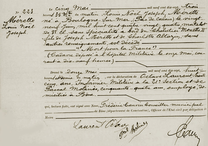 Bône – Décès – 1917 – f° 57, n° 223. - .JPG