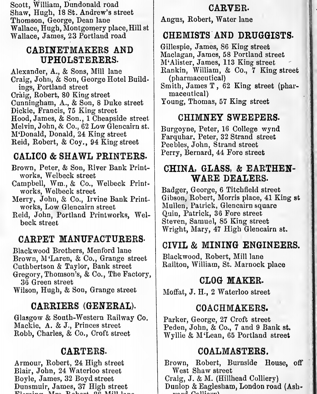 Pharmacies, Kilmarnock, Écosse, 1868.