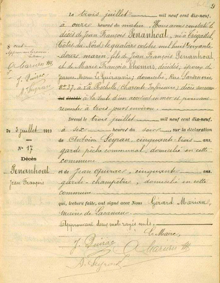 Lacanau - Décès - 1919 - f° 9, n° 17 - .JPG