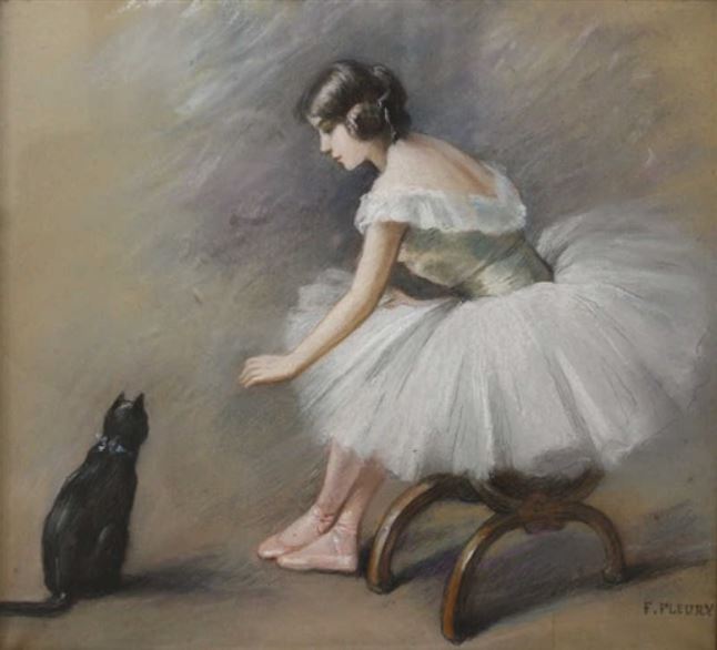 Jeune ballerine et le chat noir.JPG