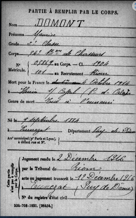 Fiche décès