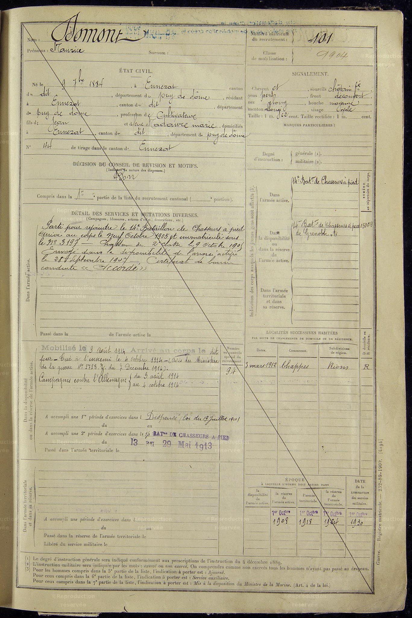 Fiche Matricule