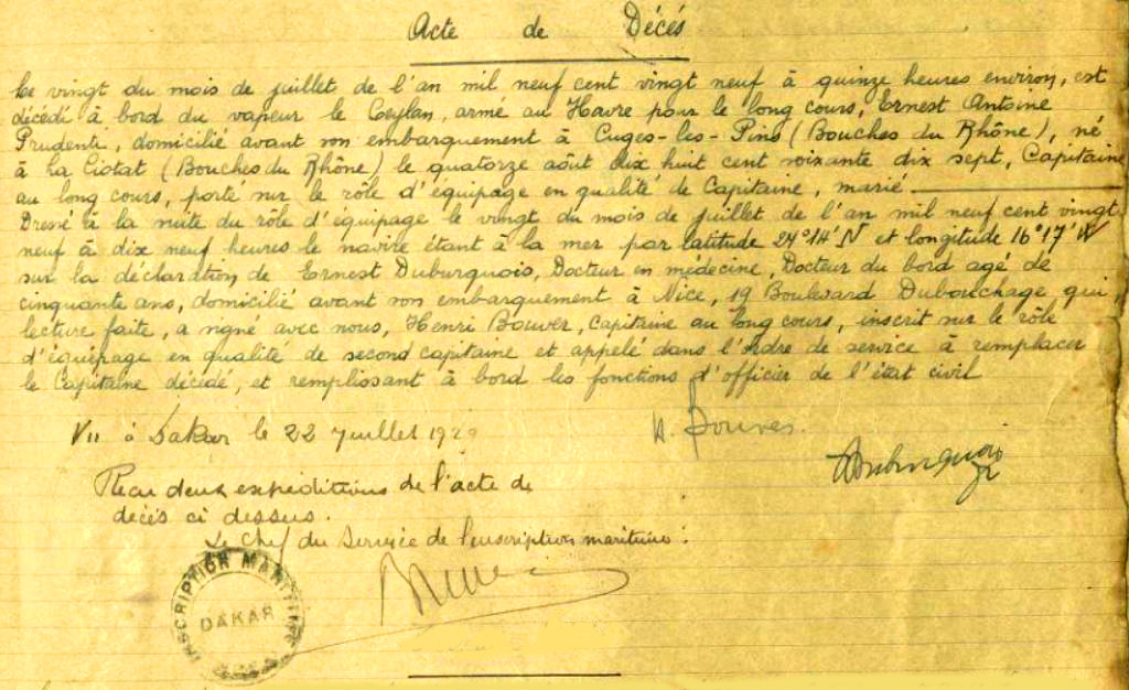 PRUDENTI (E.-A.) - Acte de décès - .jpg