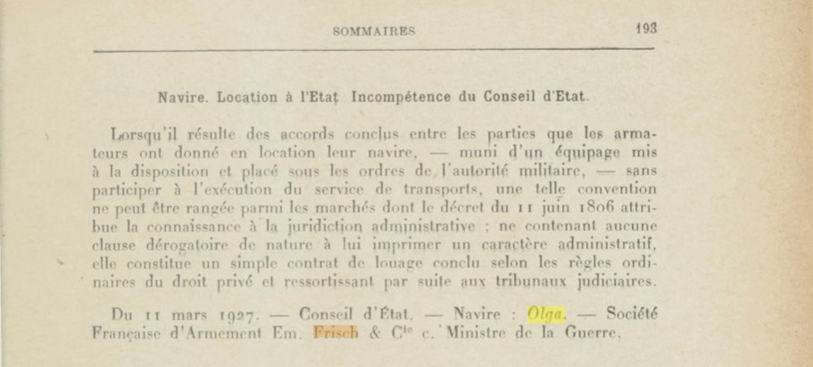 OLGA Le Droit Maritime Français 1927 A.jpg