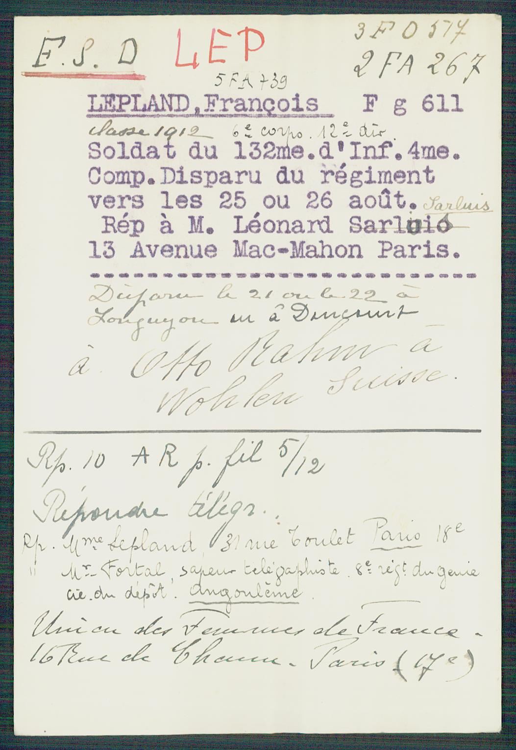 Fiche de demande de renseignements