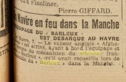 Incendie du BARLEUX