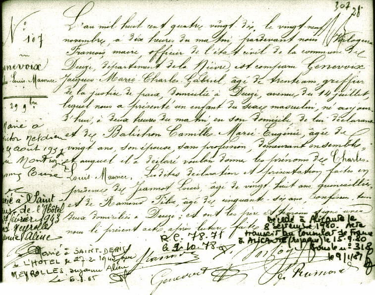 GENEVOIX Charles Louis Maurice - Acte de naissance - .jpg