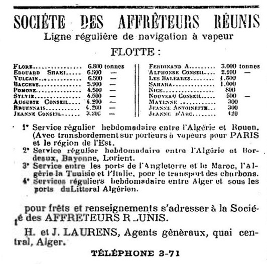 AUGUSTE CONSEIL Société des Affréteurs Réunis Le Sémaphore algérien 1915-11-11 - publicité.jpg