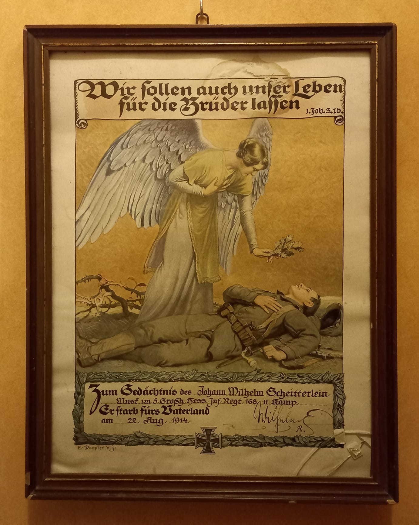 Avis de décès de Johann Wilhelm Scheitterlein.