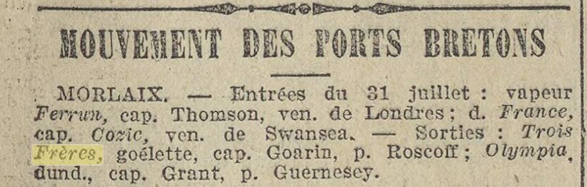 TROIS FRERES La Dépêche de Brest 1913-08-01.jpg
