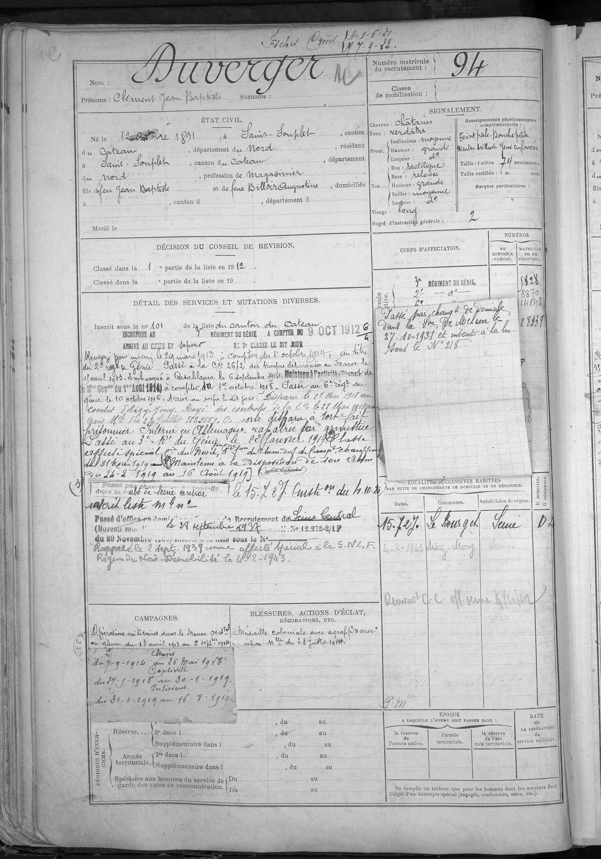 Fiche Duverger Clément