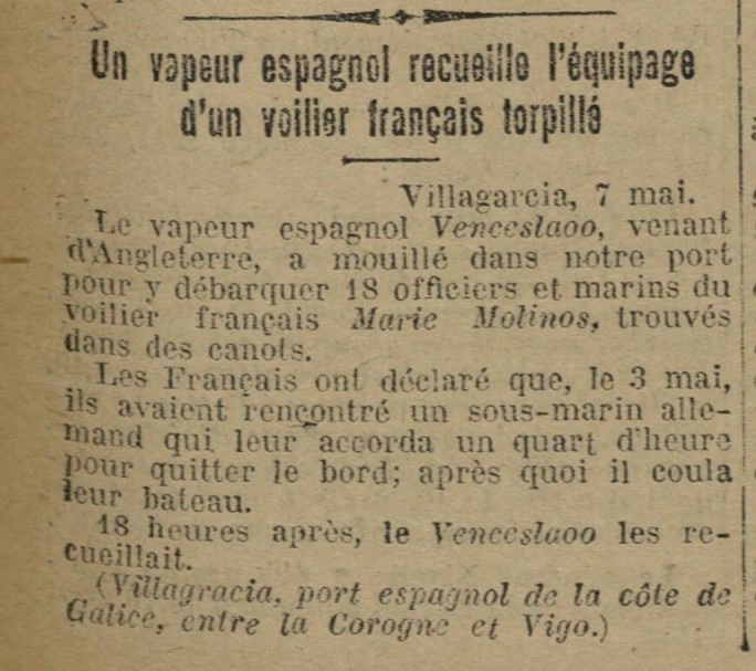 MARIE MOLINOS La Dépêche de Brest 1916-05-07.jpg