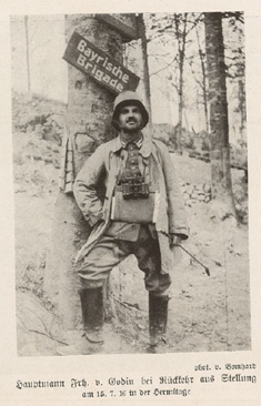 Hauptmann von Godin après la relève de son bataillon le 15 juillet 1916