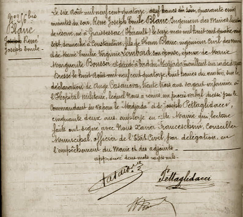 BLANC (R.-J.-E.) - Acte de décès - .JPG