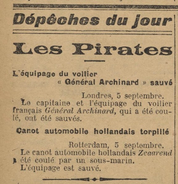 GENERAL ARCHINARD La Dépêche de Brest 1916-09-05.jpg