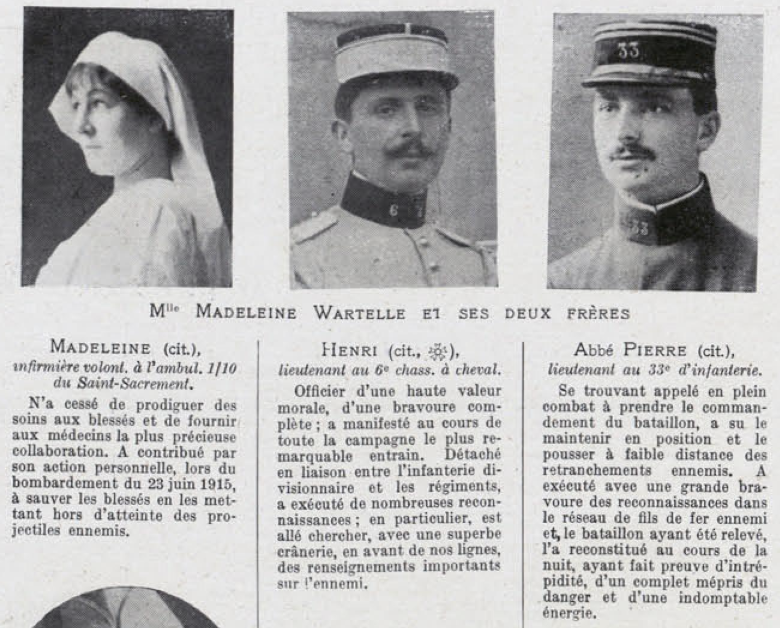 Madeleine Wartelle aux côtés de ses frères au Tableau d’honneur de l’Illustration.png