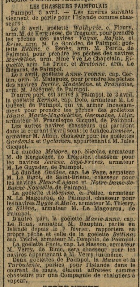 IDUNA - Armateur Francisque Gicquel - Paimpol