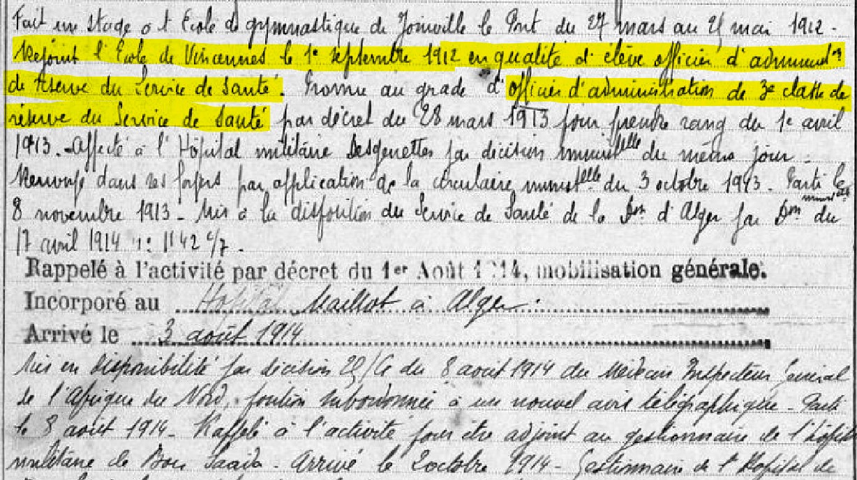 1912 Élève officier de réserve Santé.jpg