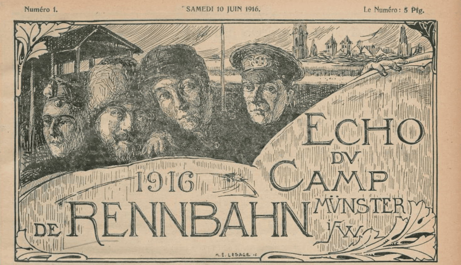 Première page du journal L'Écho du camp de Rennbahn